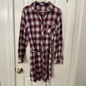 KUT from the Kloth Plaid Shirt Dress with Waist Tie - Size Large